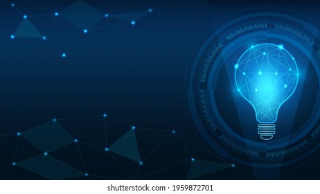 Vector light bulb idea business concept on technology background, lines, dots.