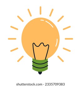 Vector light bulb. Idea, solution, business, strategy concept. Light bulb or lamp in flat design. Creative and analytical thinking. Idea clipart.