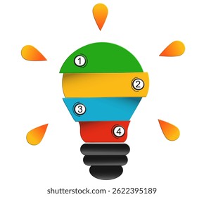 Vector light bulb infographic. Business Process Innovation Infographic. Template for lamp diagram, graph, presentation and round chart. Business startup idea concept steps or processes