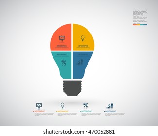 Vector light bulb infographic. Template for growth diagram.
Business startup idea lamp concept.