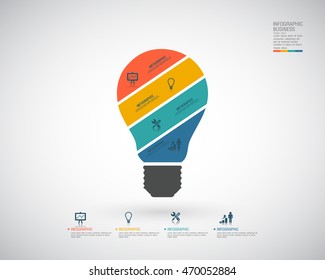 Vector light bulb infographic. Template for growth diagram.
Business startup idea lamp concept.