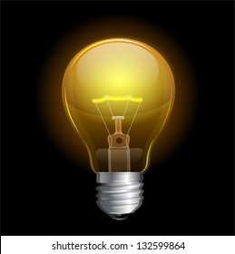 Vector Light bulb isolated on black