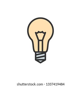 Vector light bulb, lamp, idea, solution flat color line icon.