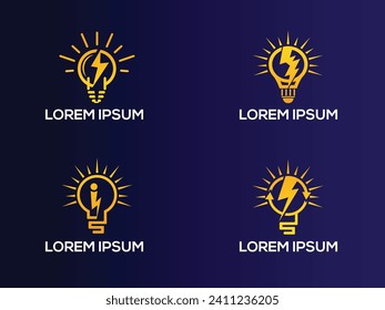 Vector light bulb logo design, electricity logo design collection 