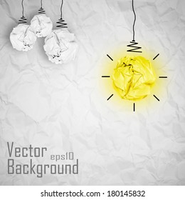 Vector light bulb made of paper. Creative Concept Background.