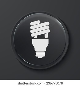 Vector light bulb modern black glass circle icon. Eps10