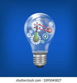 Vector  Light bulb -new ideas on Blue background.