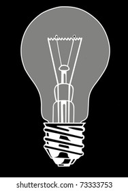 vector light bulb on black background