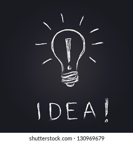 vector light bulb on blackboard, an idea concept