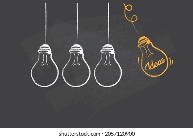 vector light bulb on blackboard, an idea concept