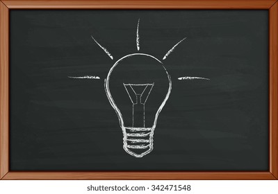 vector light bulb on blackboard, an idea concept