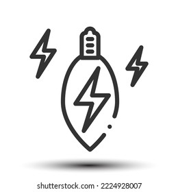 Umriss-Symbol für Vektorlampen auf leerem weißem Hintergrund, Energie- und Stromkonzept, 64x64 Pixel, perfekt für UI-Medien auf der Website, mobile Anwendung, Plakatdesign