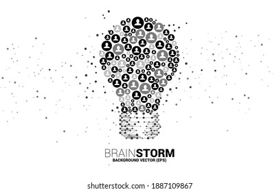 Vector light bulb from people icon. Concept of business idea and brainstorm.
