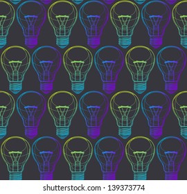 Vector Light bulb seamless pattern