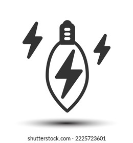 Vector light bulb solid icon small shadow, energy and electricity concept, 64x64 pixel perfect for website UI media, mobile application, poster design