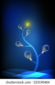 Vector : Light bulb tree and leaves