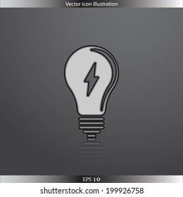 Vector Light bulb web flat icon.  Isolated. Flat design.