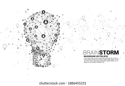 Vector light bulb from Wireframe polygonal lines Connect dot Geometric with people icon. Concept of business idea and brainstorm.