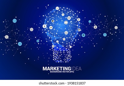 Vector light bulb from Wireframe polygonal lines Connect dot Geometric sphere with marketing tool icon. Concept of business idea and marketing..