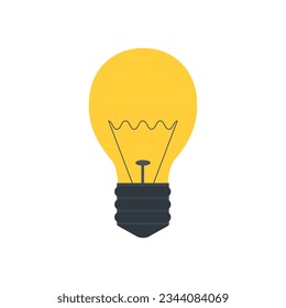 Ilustración vectorial de dibujos animados amarillentos de bombilla vectorial, símbolo de idea.