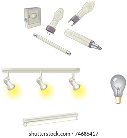 Vector light bulbs, lamps and fluorescent tube