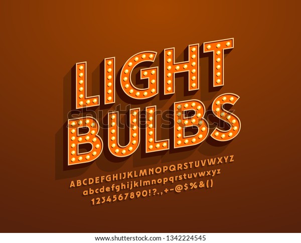 Vector Light Bulbs Retro Style Font Stock Vector Royalty Free 1342224545 