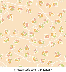 Vector light colorful branch seamless pattern background with decorative branches forming a floral texture.
