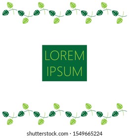 vector light and dark green leaves border on white background template for invitation,green party,homecoming, birthday, wedding,backdrop,banner