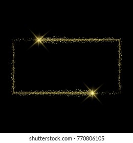 Vector light effect. golden comet with glowing tail of shining stardust sparkles, Gold glittering star dust 