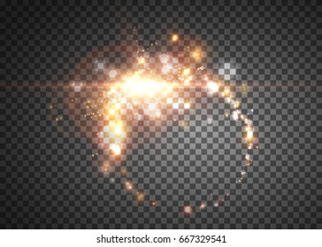 Vector light effect, neon glowing ring, isolated on transparent