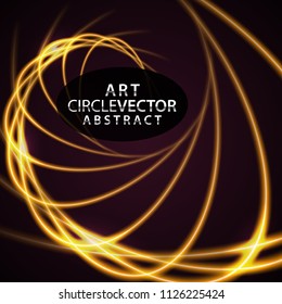 Vector light effect. The object s light stroke. Circular lens flare. Abstract rotational lines. Power energy element. Luminous sci-fi. Shining neon lights cosmic abstract frame. Magic round frame.