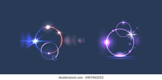 Vector Light Effects, Dynamic Vibrant Glowing Rings, Radiant Visual Enhancements, Illuminating Designs