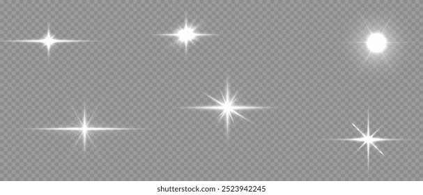 Vector light effects on a transparent background. Perfect for web design and illustrations. Includes sunlight, glow, lens flare, explosion, glitter, dust, lines, sun flashes, sparks, stars, spotlights