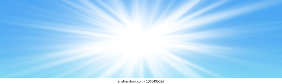 Vector Light Effects. White glowing light explodes on blue background. Bright Star. Sun. Special line flare light effects for design and decor