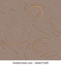 Vector light geometric texture with black stroke on a beige background. Spirals and lines from simple shapes pattern for fabrics or paper.
