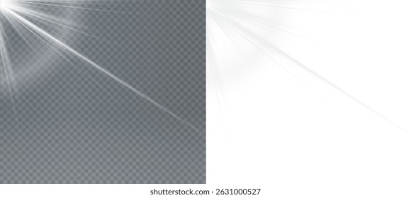 Luz vetorial com brilho. Sol, raios solares, amanhecer, brilho do sol png. Exacerbação branca png, exacerbação da exacerbação png.
