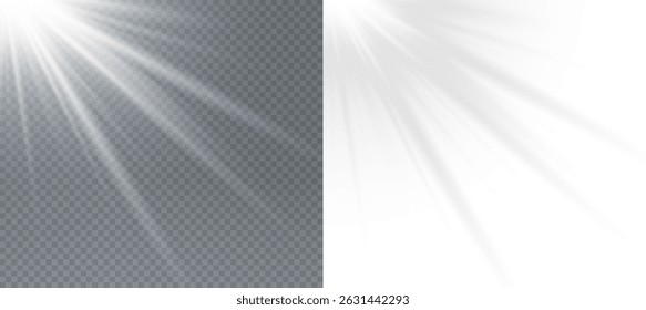 Luz vetorial com brilho. Sol, raios solares, amanhecer, brilho do sol png. Exacerbação branca png, exacerbação da exacerbação png.
