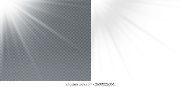 Vector light with glare. Sun, sun rays, dawn, glare from the sun png. White flare png, glare from flare png.