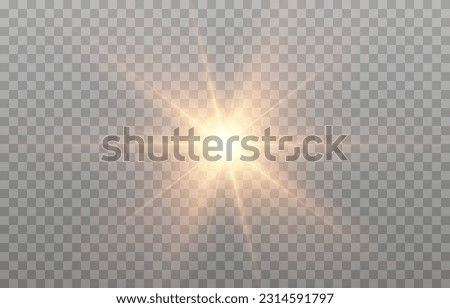 Vector light. Golden light png. Flash of light png. The sun, rays from the sun, dawn.