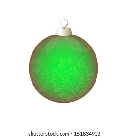 Vector light green christmas ball with golden snowflakes ornament