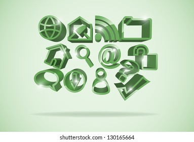 vector light green internet symbols background, eps10 file, gradient mesh and transparency used, raster version available