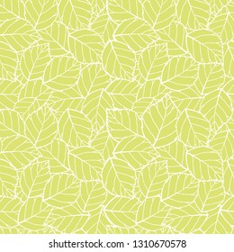 Vector light green leaves seamless pattern background. Perfect for fabric, scrapbooking, wallpaper projects.