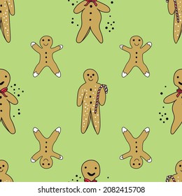 Vector Light Green Weckmann German sweet seamless background pattern