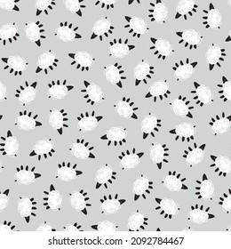 Vector light grey sheep polka dot scatter cute doodles seamless pattern 01 with stripes. Suitable for textile, gift wrap and wallpaper.
