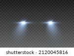 Vector light from the headlights PNG. Light from the headlights of a car on an isolated transparent background. Round headlights, yellow light PNG. Road lighting. PNG.