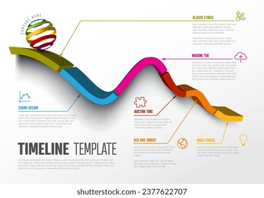 Vector light Infographic timeline report template with 3d colored stripe graph, icons and descriptions. Multipurpose infographic time line template