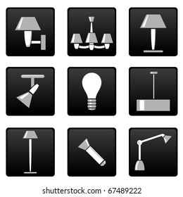 Vector light lamp icons set