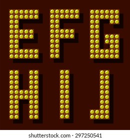 Vector Light Letters. Retro Lightbulb Alphabet. Set of Broadway Light Bulb Letters.