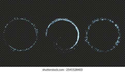 Vector light line effect of blue circle. Luminous fire trail on a transparent background. Light round line with an advantage effect. greendust circle light png.