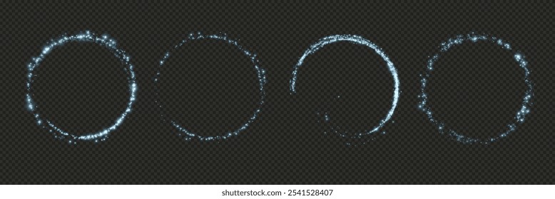Vector light line effect of blue circle. Luminous fire trail on a transparent background. Light round line with an advantage effect. greendust circle light png.